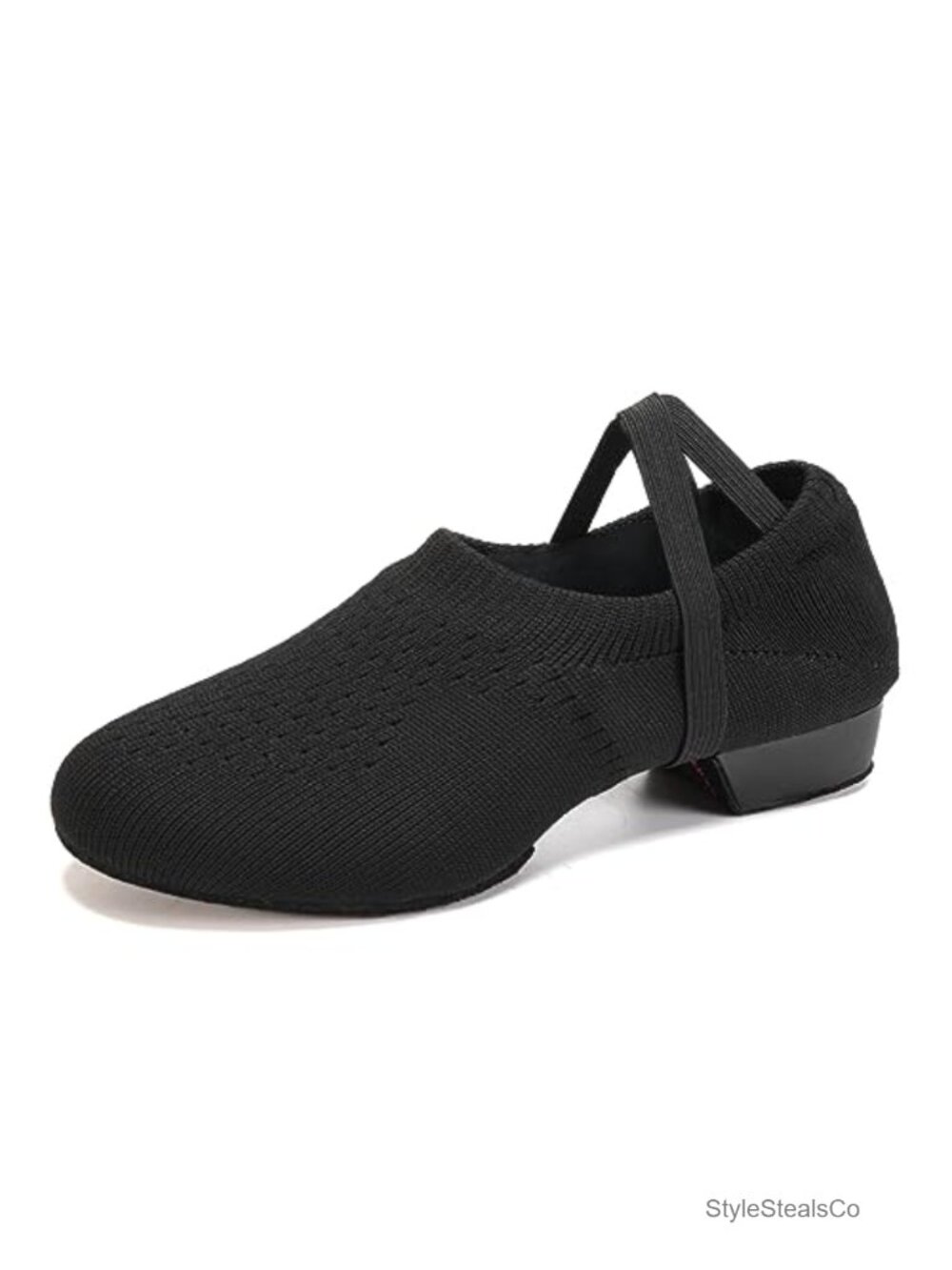 Women's Latin Dance Practice Shoes 1" Low Heel Closed Toe Split-Sole Knit
